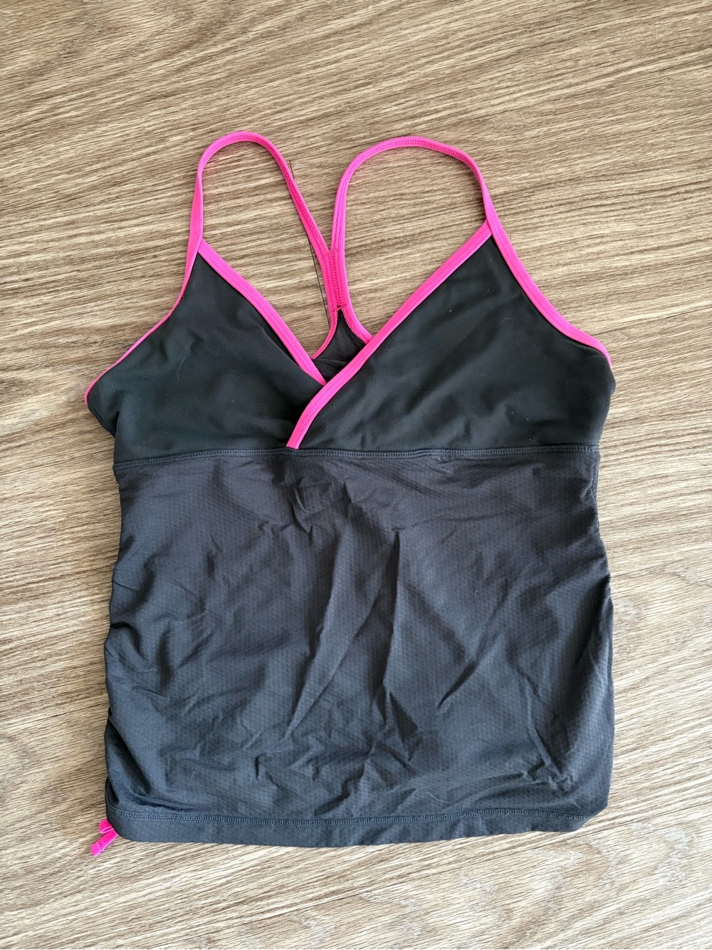 Lululemon Grey & Pink Women's Tank with Built-In Shelf Bra